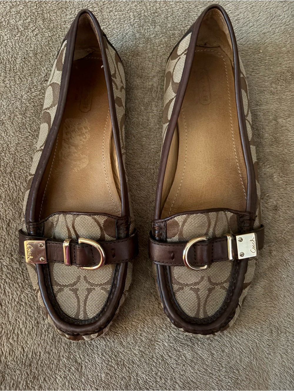 Coach Signature Canvas Loafers Brown